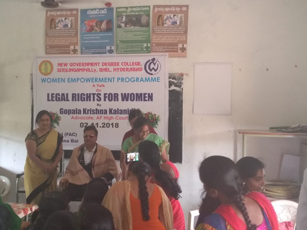  A talk on Legal Rights of Women Gopala by  Krinshna Kalanidhi (Advocate)