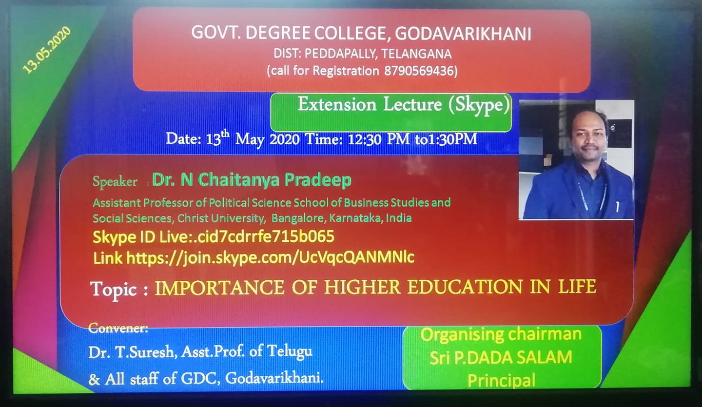 Online Extension  Lecture on Importance Of Higher Education In Life on 13th May, 2020