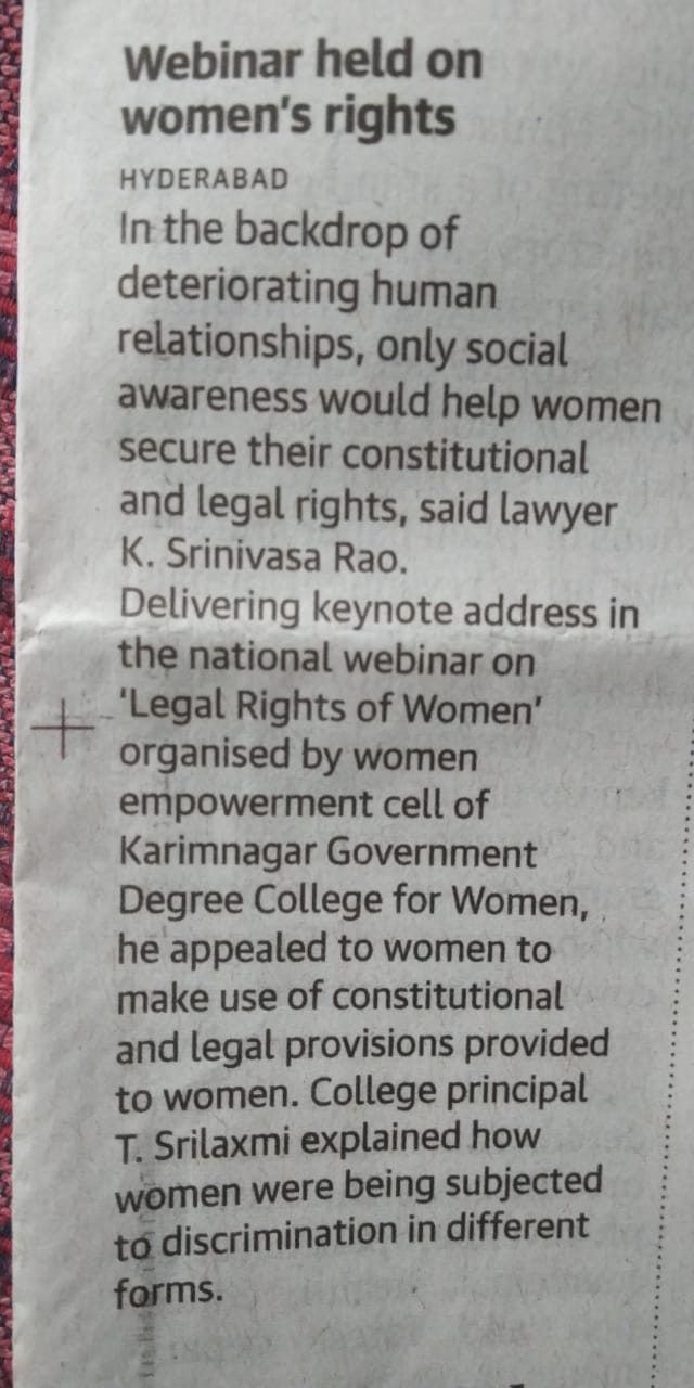 Women Empowerment cell conducted online webinar paper clips