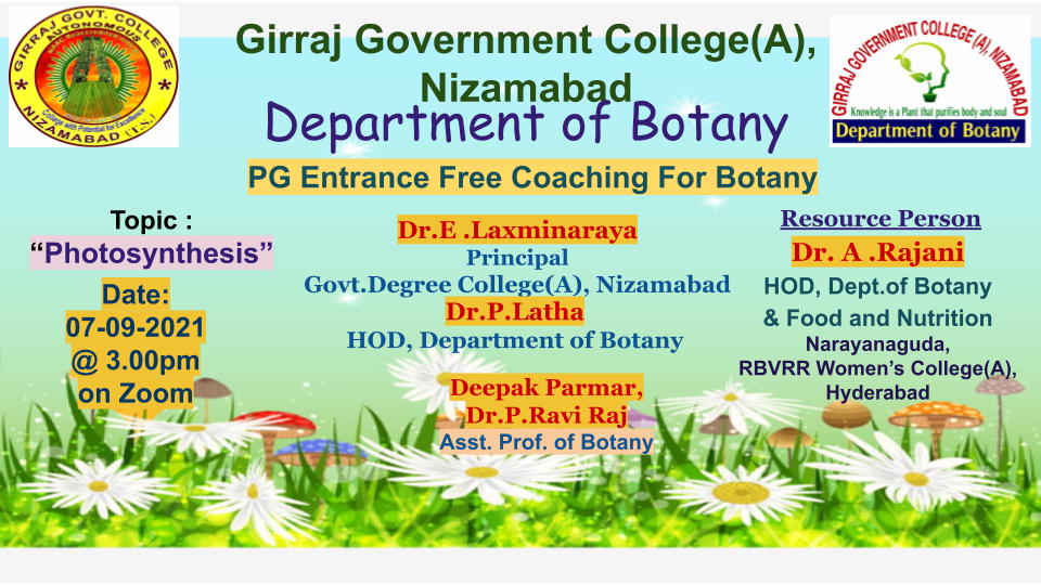 Botany -Extension Lecture on Photosynthesis on 07-09-2021