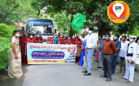 Flag off by Dist.Collector VP GOutham  on the occasion of "World Tourism Day" for students tour to historical places 