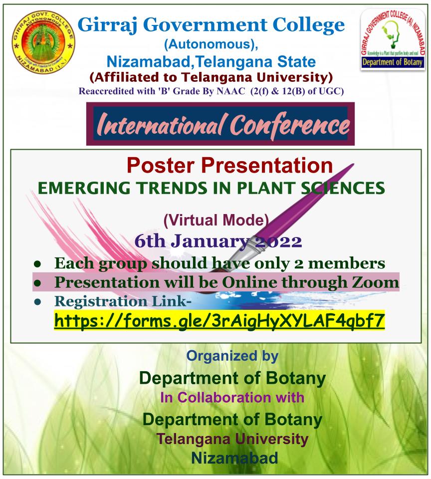 Poster presentation on 6th January 2022 organized by Dept.of Botany
