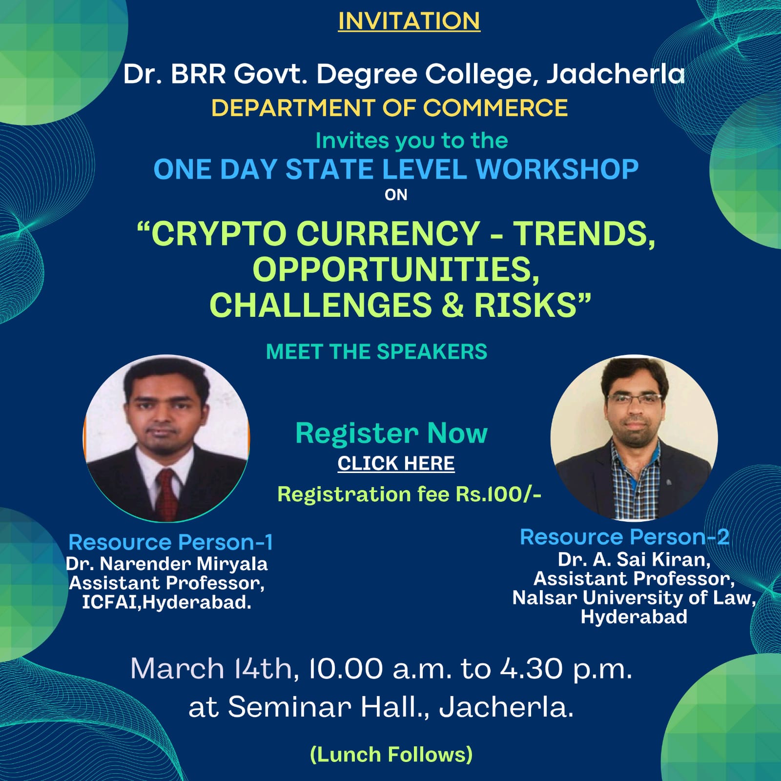 Crypto Currency Workshop by Dept.of Commerce